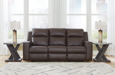 Lavenhorne Manual Reclining Sofa with Drop Down Table, Umber