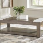 Loyaska Lift-Top Coffee Table, Grayish Brown/White