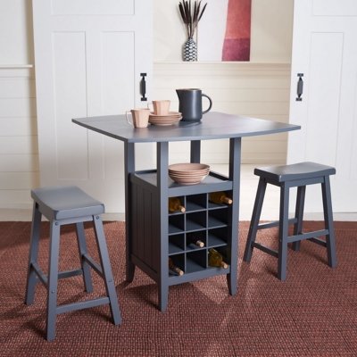 Safavieh Casey Pub Table and 2 Barstools, Gray