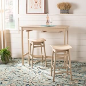 Safavieh Colbie Pub Table and 2 Barstools, White Oak