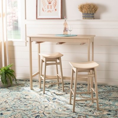 Safavieh Colbie Pub Table and 2 Barstools, White Oak