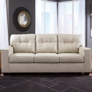 Santorine Leather Sofa Leather, Bone