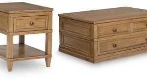 Sharlance Coffee Table with 1 End Table, Light Brown