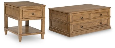Sharlance Coffee Table with 1 End Table, Light Brown