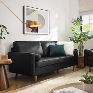 Valour Small Living Leather Sofa, Black