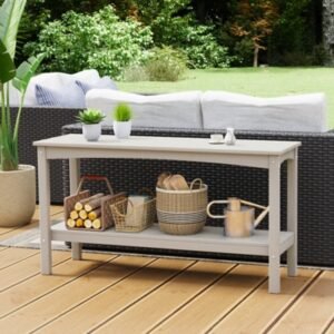 Westin Furniture Otto Outdoor Two Shelf Console Table, Sand