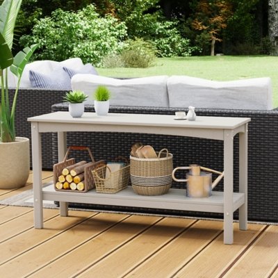 Westin Furniture Otto Outdoor Two Shelf Console Table, Sand