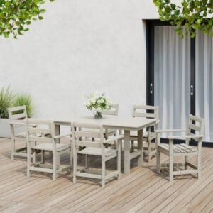 Westin Furniture Shoreside Outdoor Dining Table and 6 Arm Chairs, Sand