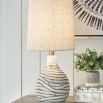 Aleela Table Lamp, White/Gold Finish