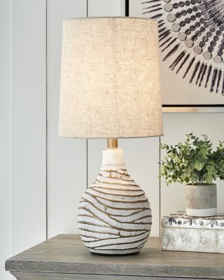 Aleela Table Lamp, White/Gold Finish