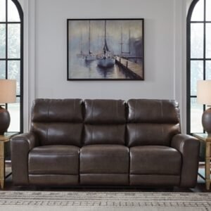 Beadel Dual Power Leather Reclining Sofa Leather, Smoke