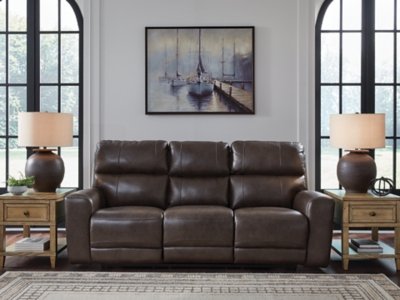 Beadel Dual Power Leather Reclining Sofa Leather, Smoke