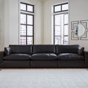 Emilia 3-Piece Leather Modular Sofa, Black