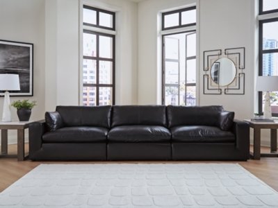 Emilia 3-Piece Leather Modular Sofa, Black