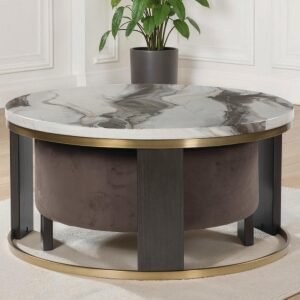 Jazmore Nesting Coffee Table (Set of 2), Brown/Brass Finish