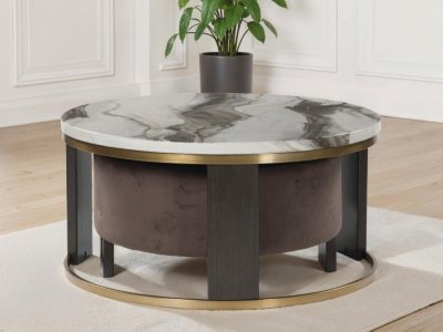 Jazmore Nesting Coffee Table (Set of 2), Brown/Brass Finish