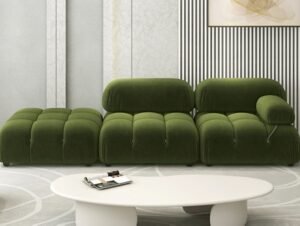 Jennifer Taylor Home Marcel Sofa Chaise, Olive Green