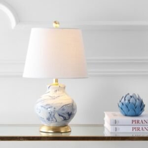 Jonathan Y Holly Table Lamp, Blue/White