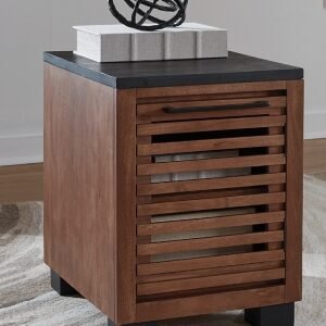 Kallari Chairside End Table, Warm Brown/Black