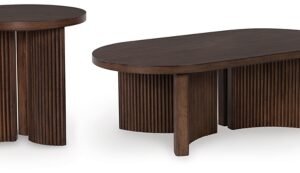 Korestone Coffee Table with 1 End Table, Dark Brown