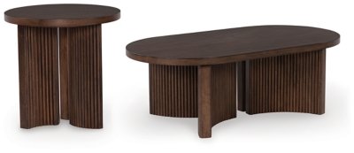 Korestone Coffee Table with 1 End Table, Dark Brown