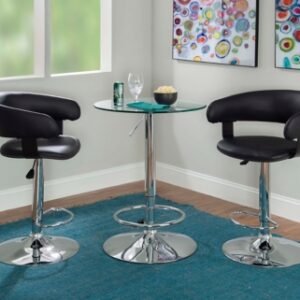 Linon Dawson Barrel Dining Table and 2 Bar Stools Set, Black