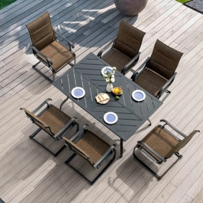 Nuu Garden Aether Outdoor Dining Table and 6 Chairs, Brown