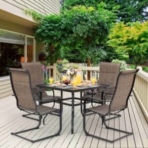 Nuu Garden Solstice Outdoor Dining Table and 4 Chairs, Brown
