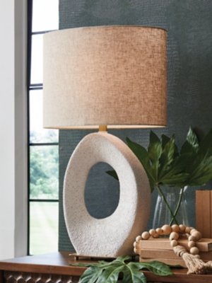 Trentlen Table Lamp, Cream/Gold Finish