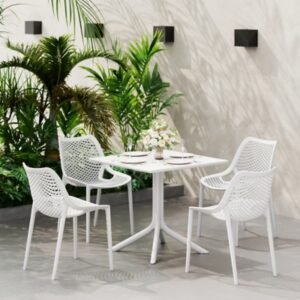 Westin Furniture Frond & Form Outdoor Square Dining Table and 4 Chairs, White