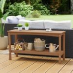 Westin Furniture Otto Outdoor Two Shelf Console Table, Teak