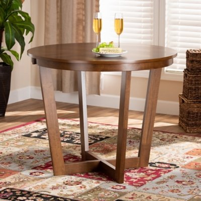 Baxton Studio Alayna Dining Table, Walnut, Wood