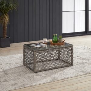 Crosley Furniture Granite Bay Outdoor Coffee Table, Creme