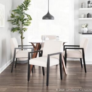 Folia Dining Table, Walnut/Clear, Glass