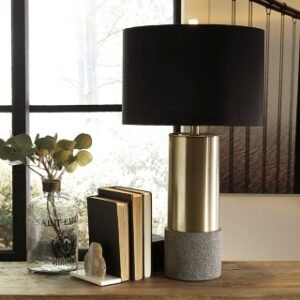 Jacek Table Lamp (Set of 2), Gray/Brass Finish