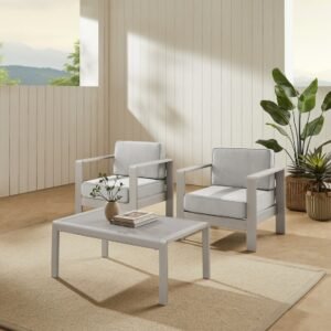 Linon Rosemary Outdoor Lounge Chair and Coffee Table, Gray