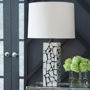 Macaria Table Lamp, White/Black