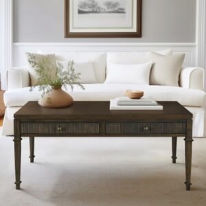 Martha Stewart Kenna Fluted 2 drawer Coffee Table, Brown