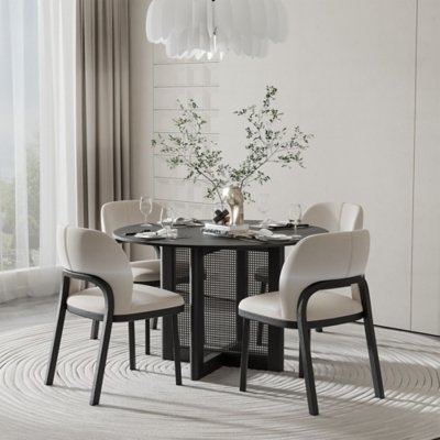 Miruo Mirror Inc Zenyra Round Dining Table, Black