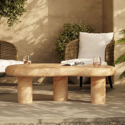 Modway Elowen Outdoor Coffee Table, Travertine