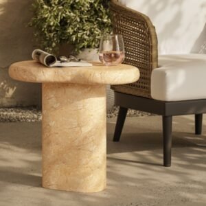 Modway Elowen Outdoor Side Table, Travertine