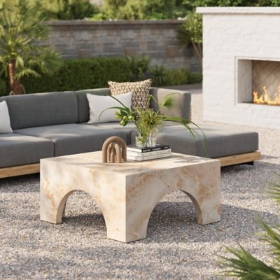 Modway Valen Outdoor Coffee Table, Honey
