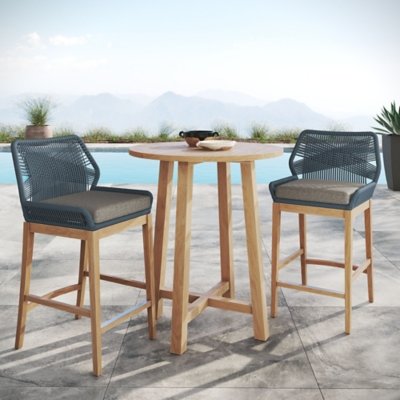 Modway Wellspring Outdoor Bar Table and 2 Bar Stools, Blue