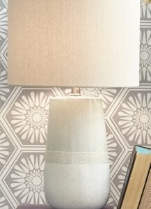 Shavon Table Lamp, Beige/White