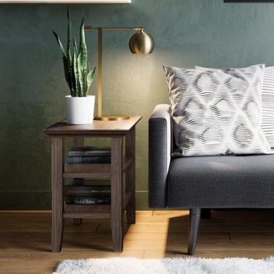 Simpli Home Acadian Narrow Accent Side Table, Farmhouse Brown