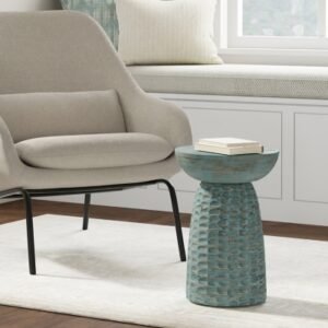 Simpli Home Boyd Wooden Accent Table, Teal Wash