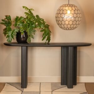 Storied Home Asymmetrical Console Table, Black