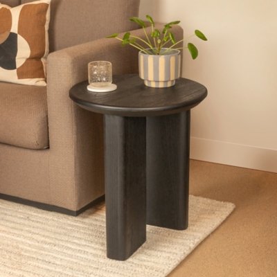 Storied Home Asymmetrical End Table, Black