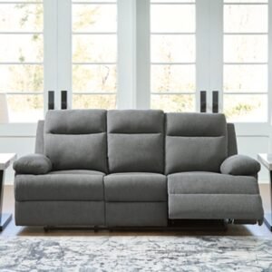 Tarrant Manual Reclining Sofa with Drop Down Table, Charcoal