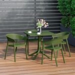 Westin Furniture Frond & Form Outdoor Dining Table and 4 Mesh Back Chairs, Olive Green